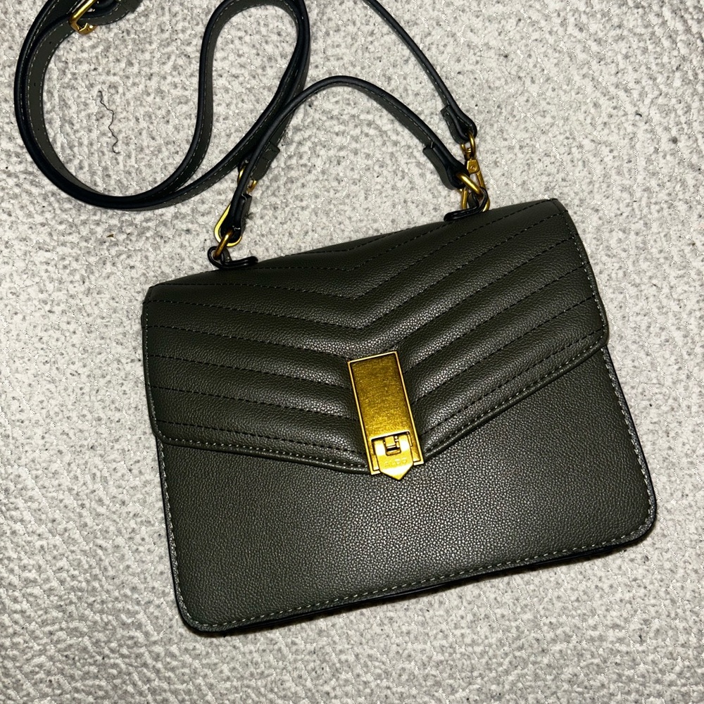 Aldo Dark Green Crossbody Bag with Gold Accents